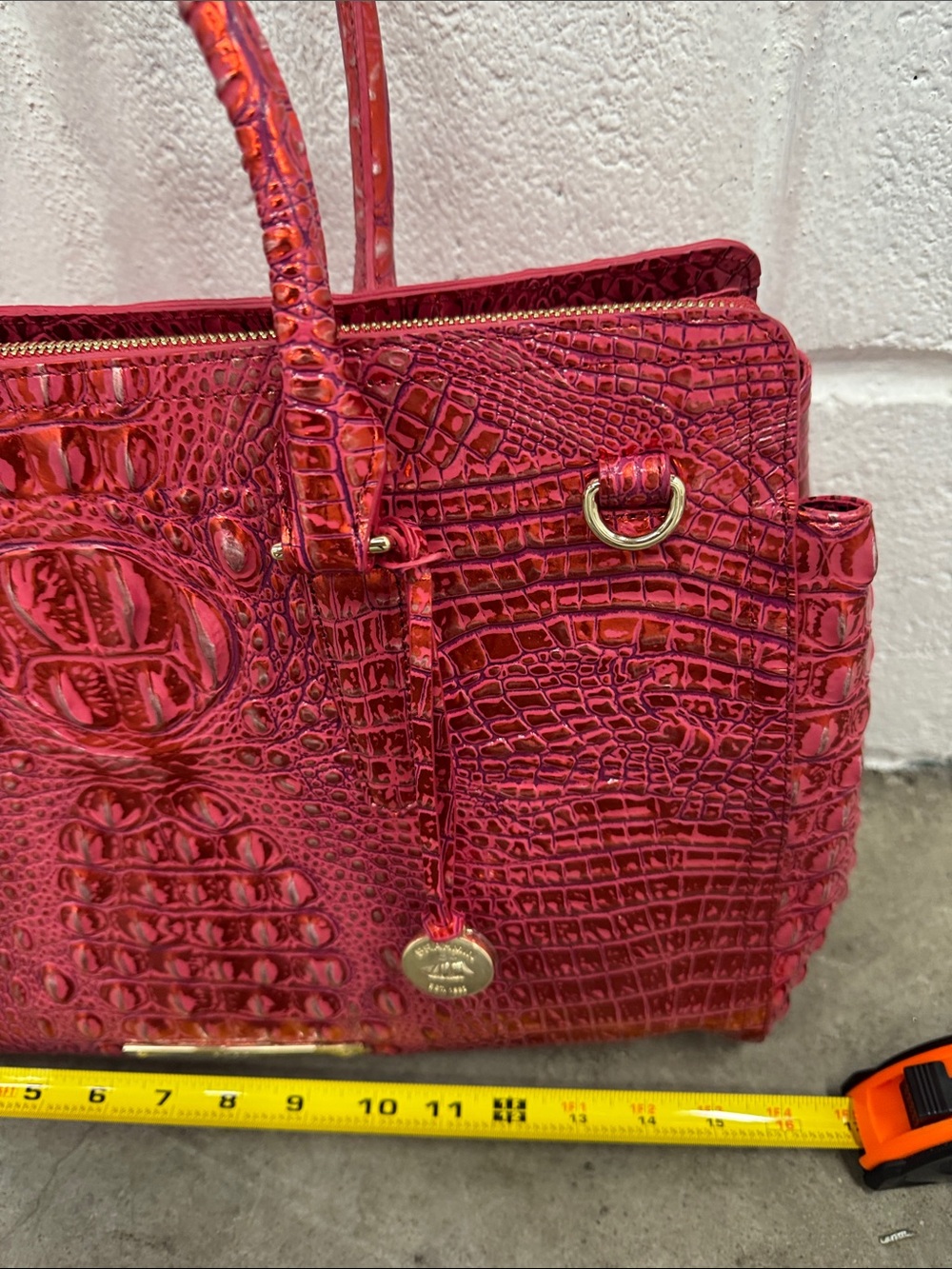 Brahmin “Finley Carryall Red Dragon” Croc-Embossed Satchel - Picture 2 of 9